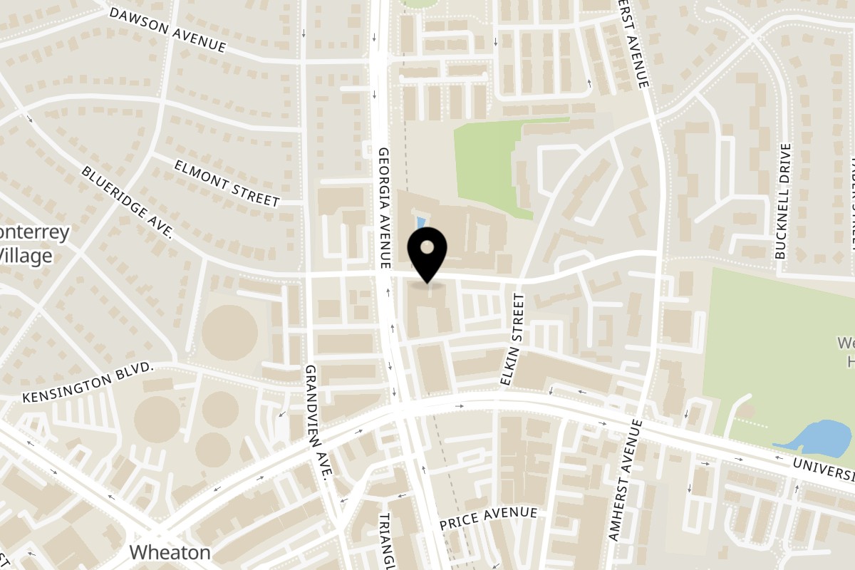 Map showing the location of Los Chorros Restaurant on 2420 Blueridge Ave in Silver Spring